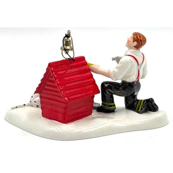 Department 56 Snow Village Sparky's New Doghouse Dalmatian Fire House No. 4 Xmas - Picture 3 of 9